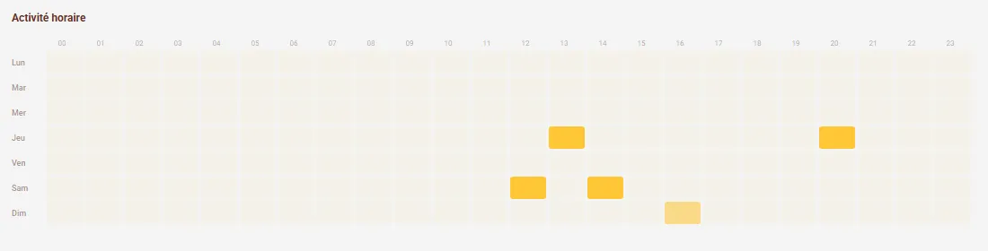 Grille de l'activité horaire par jour de la semaine et par heure Grille de l'activité horaire par jour de la semaine et par heure