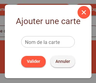 Fenêtre Ajouter une carte avec le champ Nom de la carte Fenêtre Ajouter une carte avec le champ Nom de la carte