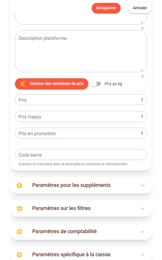 Champs Prix, Prix Happy, Prix en promotion et Code-barre d'un article Champs Prix, Prix Happy, Prix en promotion et Code-barre d'un article