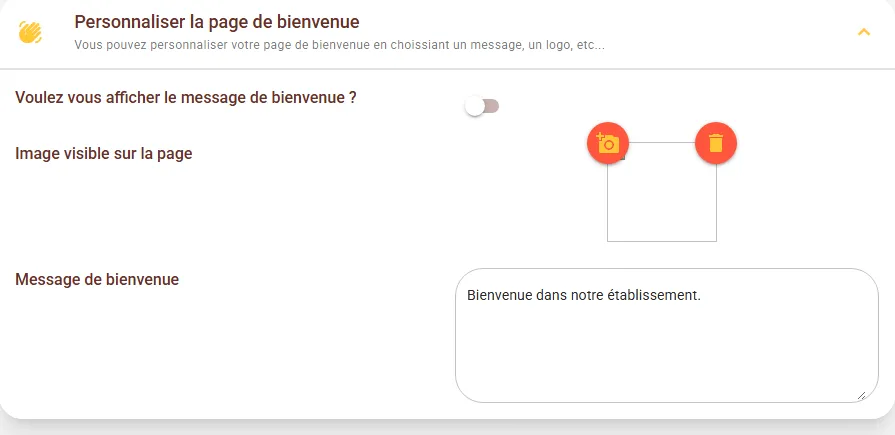 Section Personnaliser la page de bienvenue avec le logo et le message de bienvenue Section Personnaliser la page de bienvenue avec le logo et le message de bienvenue